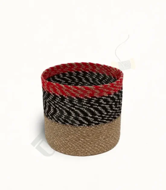 Jute rope planter for indoor and outdoor plants, featuring a simple and eco-friendly design.