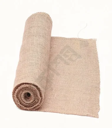 Natural jute burlap fabric for crafts, upholstery, and decoration.