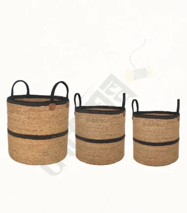 Handcrafted seagrass basket for storage and decor.