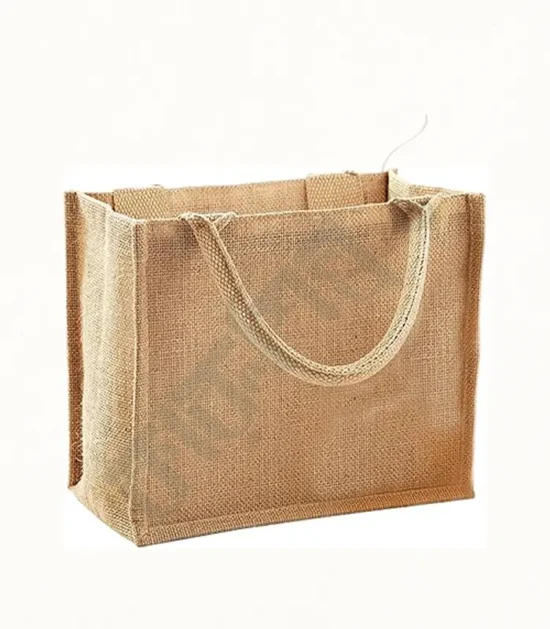 Natural jute tote bag for shopping, everyday use, and eco-friendly fashion.