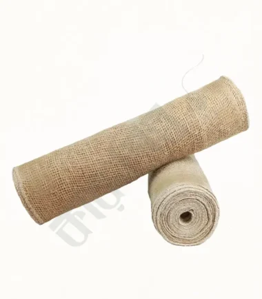 Natural jute nursery tape for plant support and gardening.