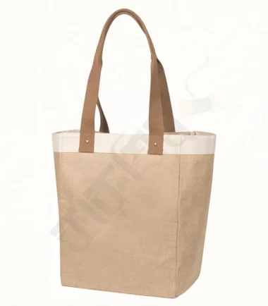 Natural jute tote bag for shopping, everyday use, and eco-friendly fashion.