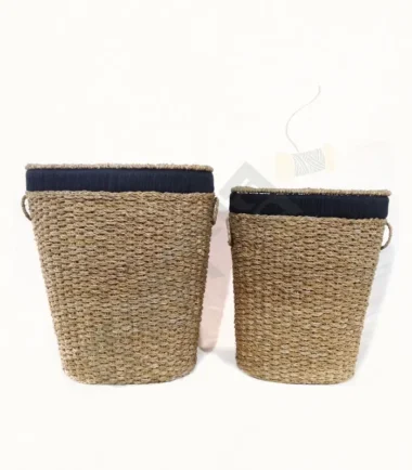 Handcrafted seagrass basket for storage and decor.