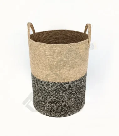 Natural jute laundry basket with handles for easy carrying