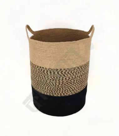 Natural jute laundry basket with handles for easy carrying