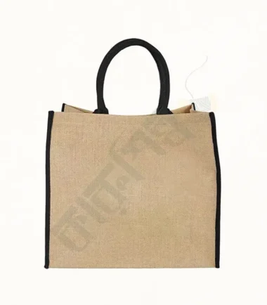 Natural jute bag with sturdy handles for versatile use.