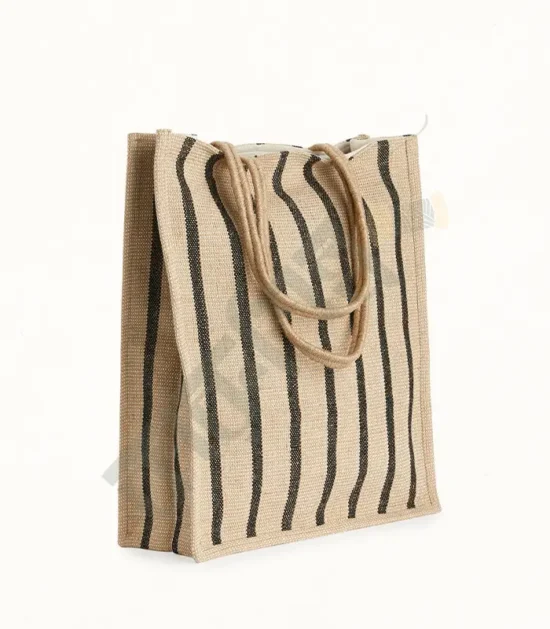 Natural jute bag with sturdy handles for versatile use.