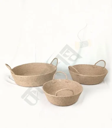 Handcrafted jute rope fruit basket with a stylish design and sturdy construction.