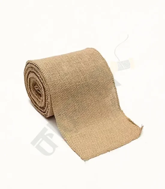 Natural jute tape rolled for crafting and decorative uses.