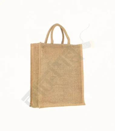 Stylish natural jute tote bag with a spacious interior and sturdy handles.